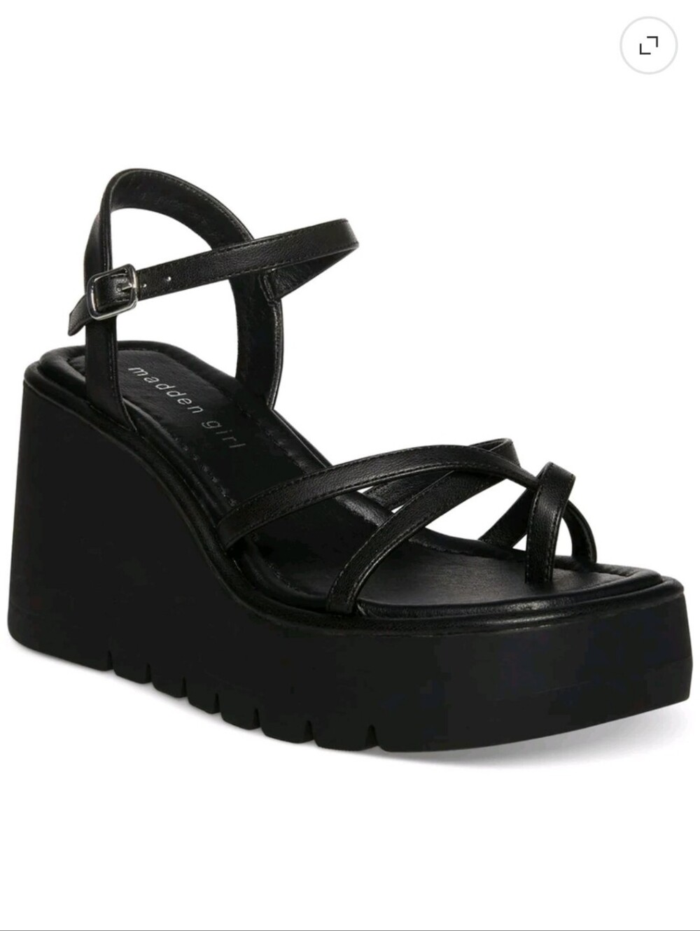 Madden Girl Black Strappy Platform Wedge Sandals